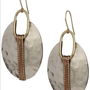 Boho Round Gold & Silver Hammered Earrings